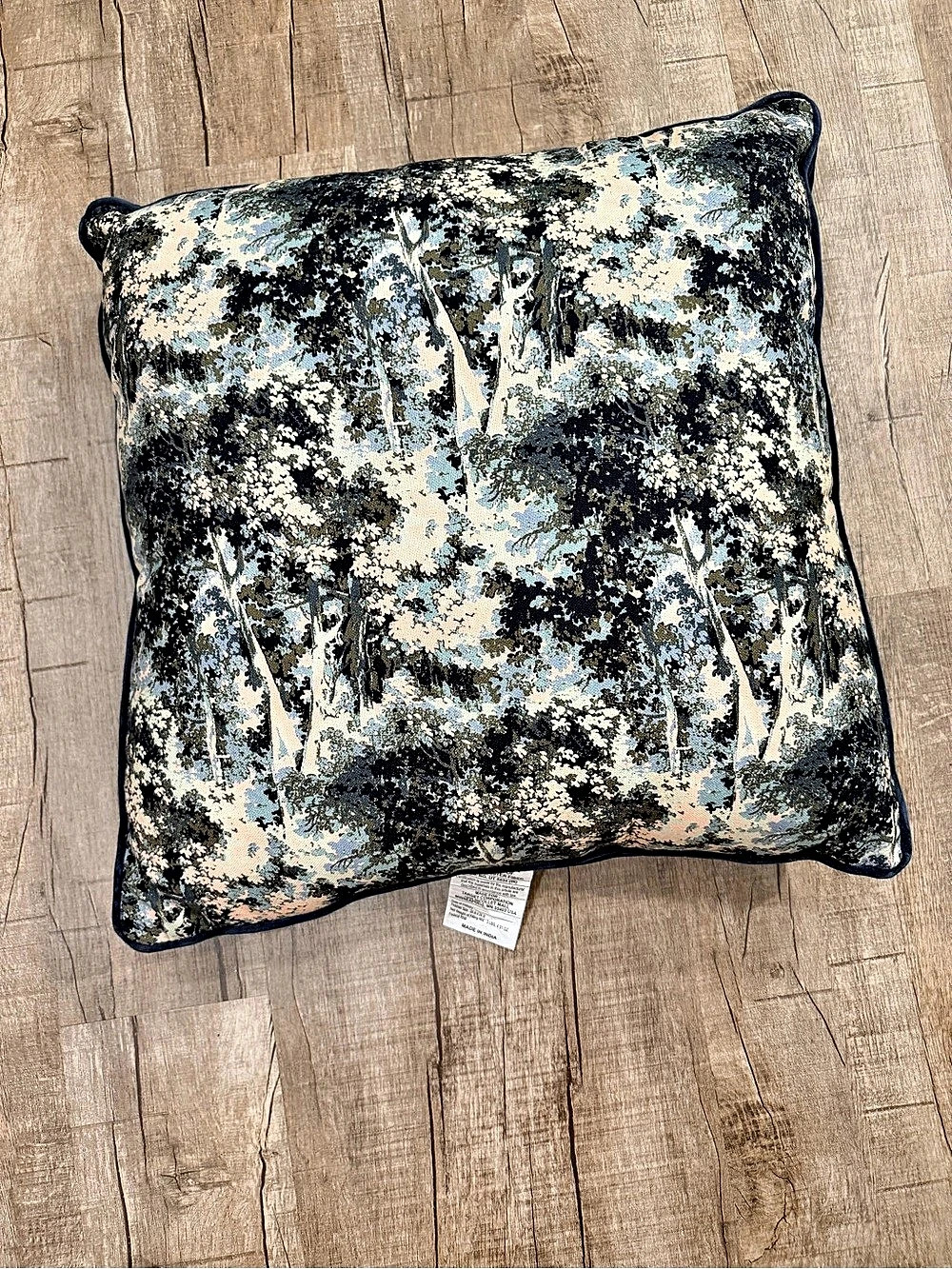 Threshold Square Printed Velvet Pillow Floral Blue & Black